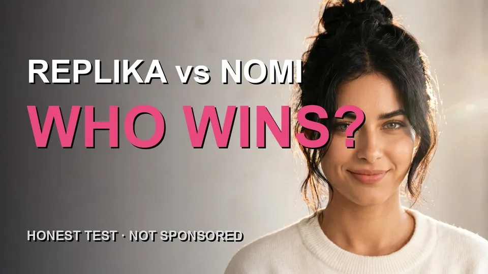 Thumbnail of the YouTube video “Replika vs Nomi 2026: Which AI Companion Is Better?” by Companion Rater